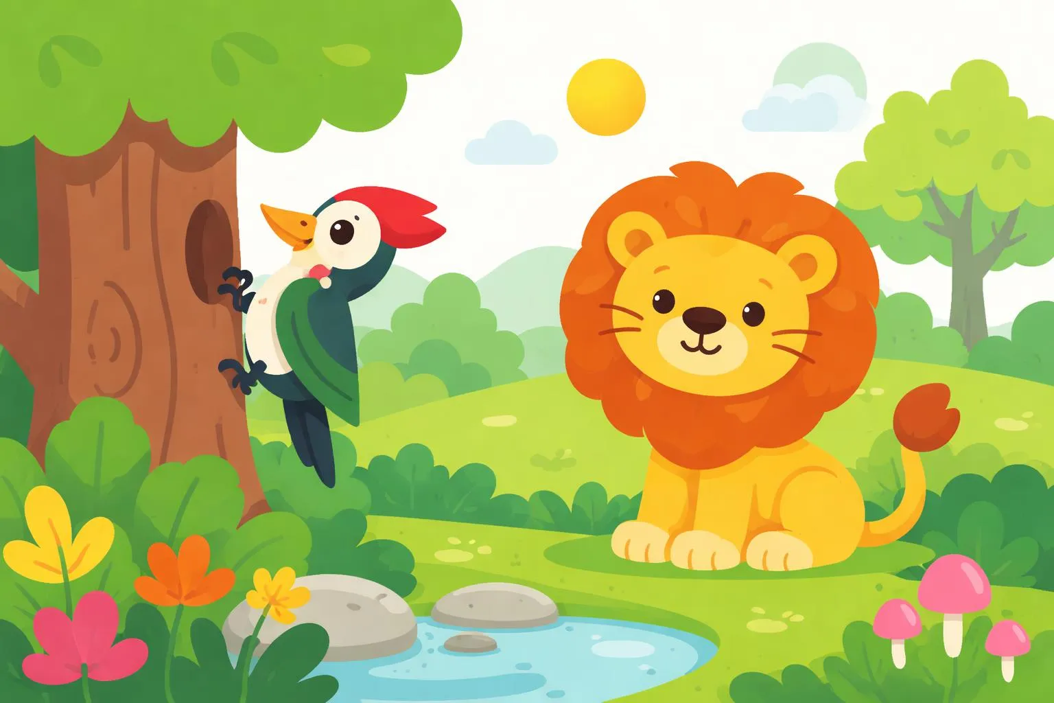“The Woodpecker and the Lion” - More Jataka Tales By Ellen C. Babbitt
