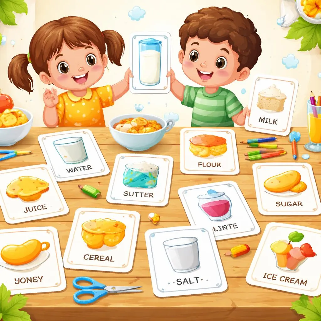 Uncountable Food Flashcards for Kids – Free Printable PDF