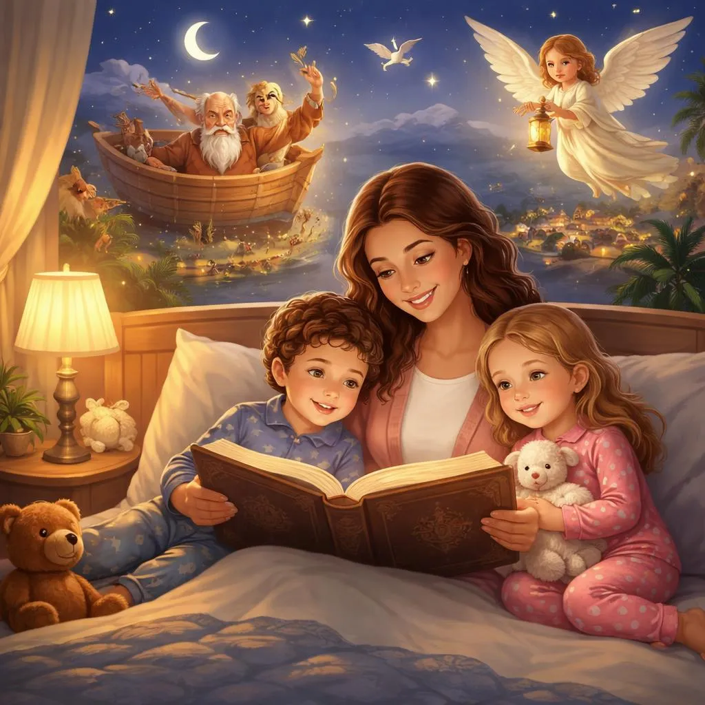 Хотите уютно завершить день? Откройте для себя 365 библейских историй для чтения на ночь для детей