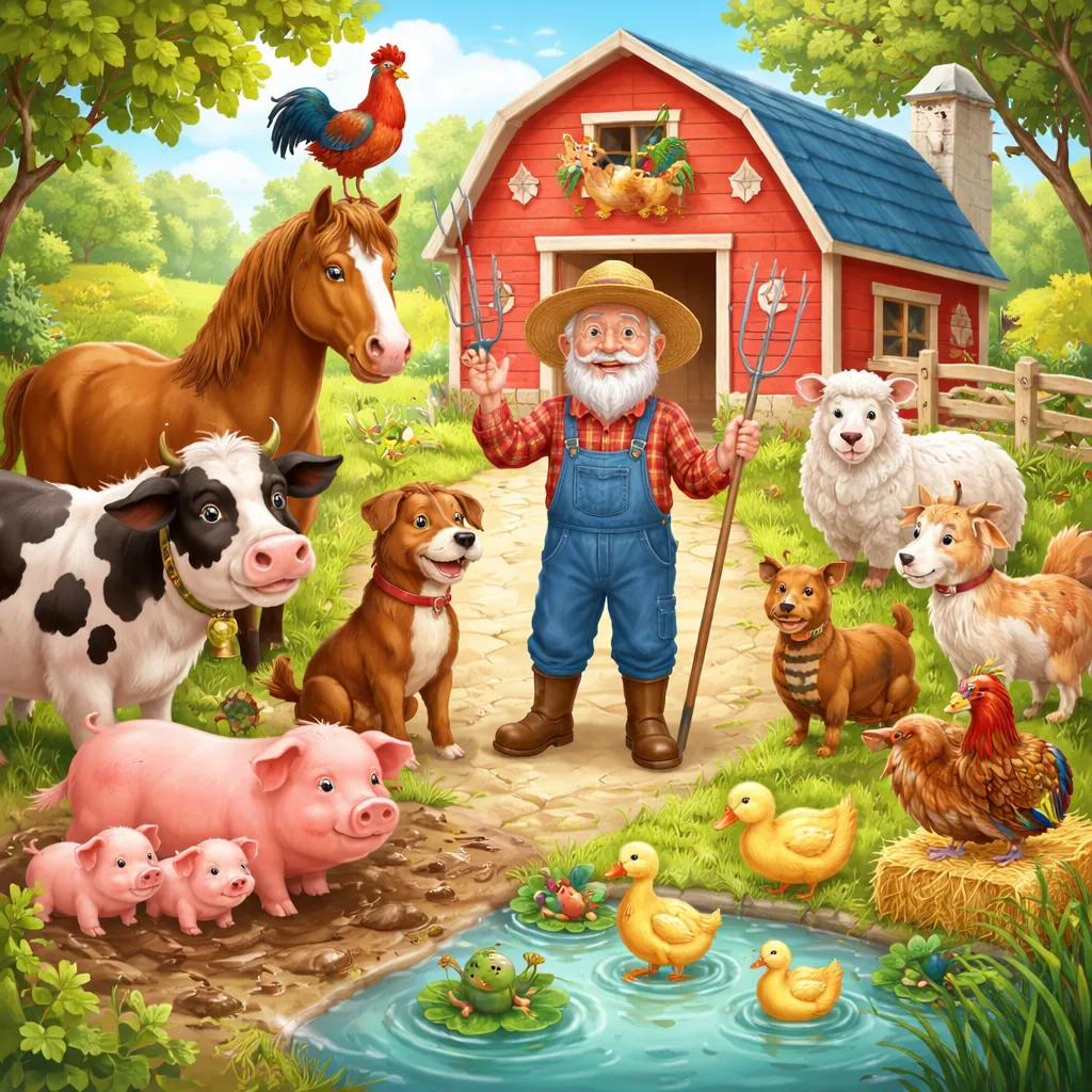 ما هي الحيوانات التي تعيش في المزرعة في الأغنية الروسية: كان لدى ماكدونالد مزرعة (У старинушки Макдональда была ферма)؟