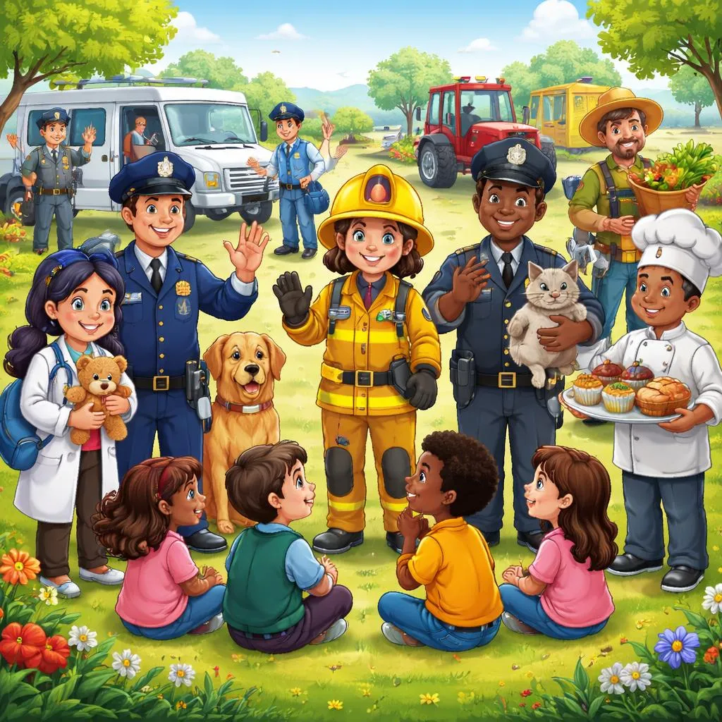 ¿Cuáles son ejemplos de trabajos comunes y atractivos para enseñar a los niños sobre los trabajadores comunitarios?