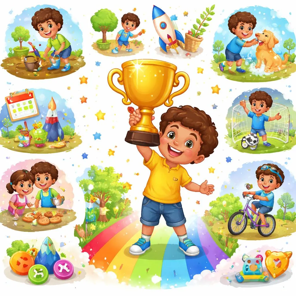 Quais são as 60 frases-chave do futuro perfeito para uma criança de 5 anos? Ganhe seu troféu do futuro!