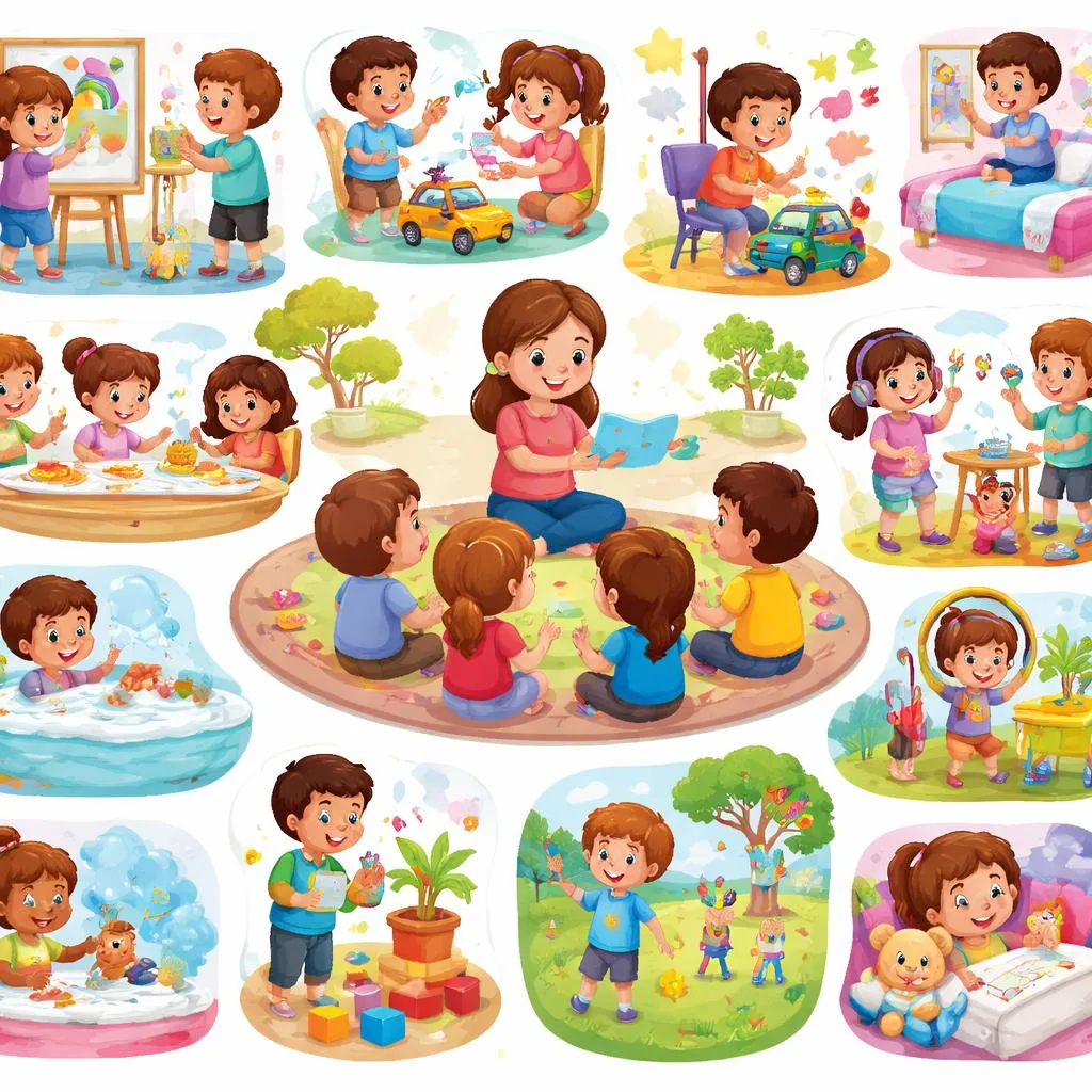 Quais são as 60 frases-chave no presente contínuo para uma criança de 5 anos? Seja uma câmera ao vivo!