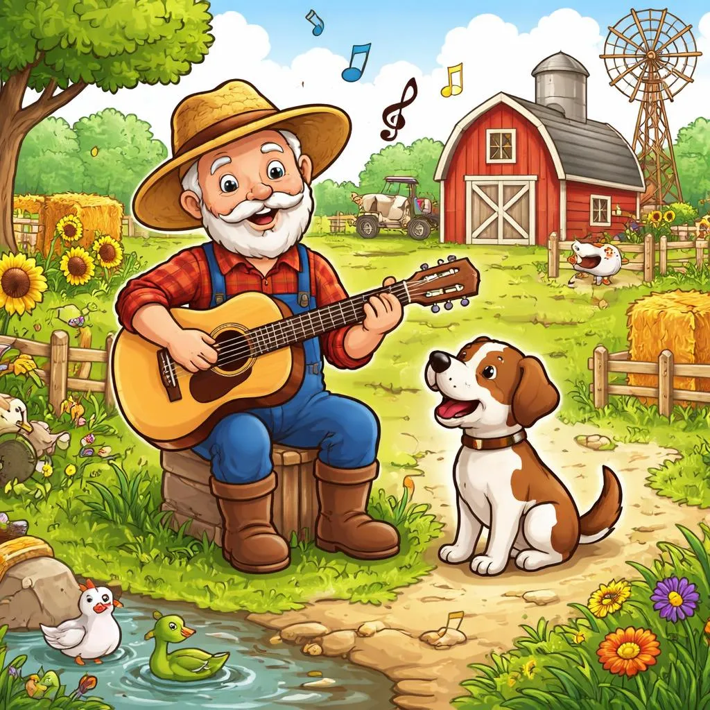 Какие слова в песне «У фермера собака была»?