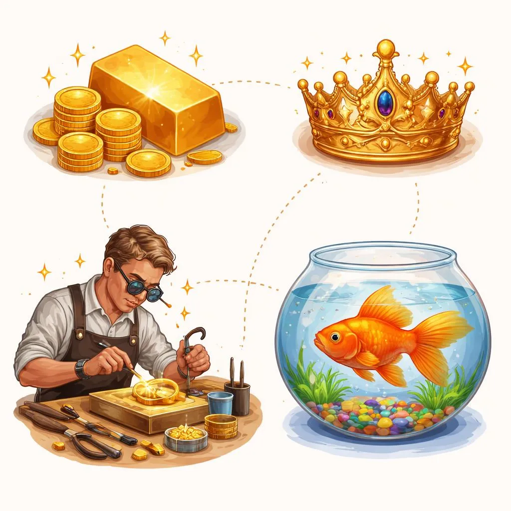 Quelles sont les différences entre les mots Gold, Golden, Goldsmith et Goldfish en anglais ?