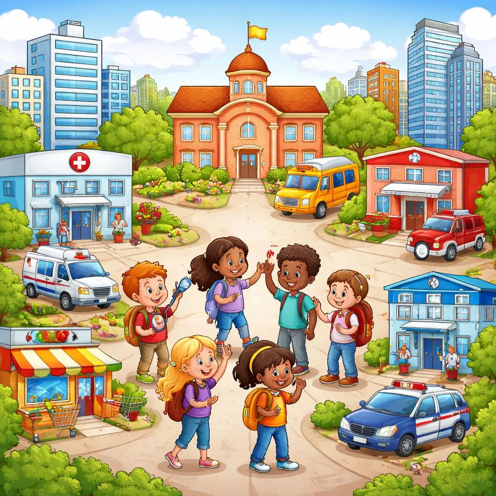 ¿Cuáles son los diferentes tipos de edificios de la ciudad que los niños deberían conocer?