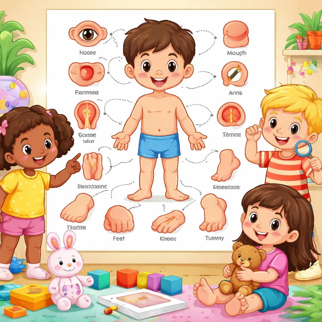 Welche Körperteile für Kinder sind wichtig zu lernen und wie?