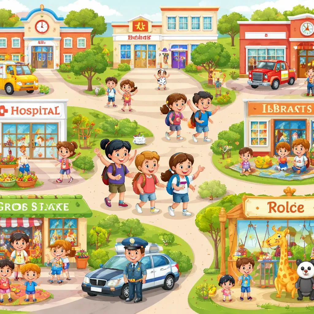 Quais são os lugares mais importantes da cidade para as crianças aprenderem em inglês?