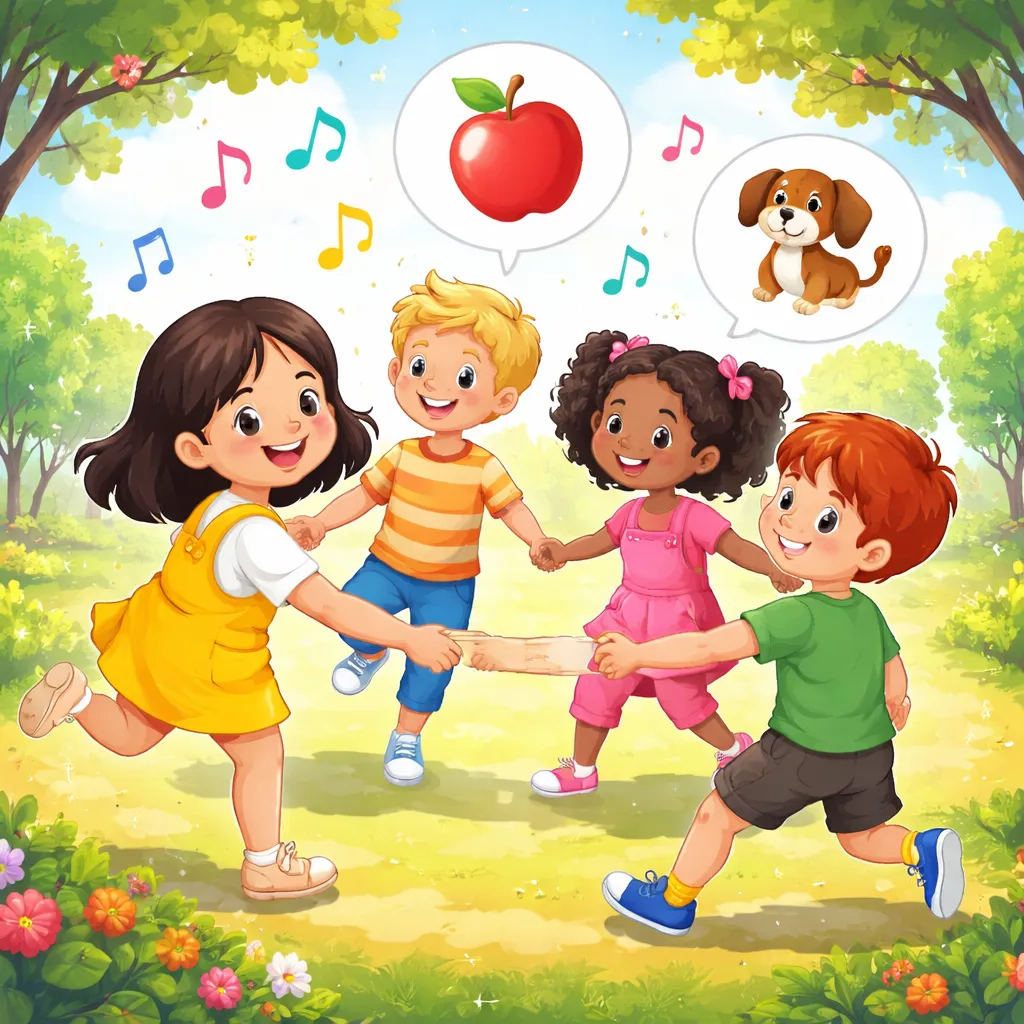 ما الذي يمكن أن يعلمه طفلًا أغنية كورية مثل "Round and Round (둥글게 둥글게)" عن الصداقة والأصوات الإنجليزية؟