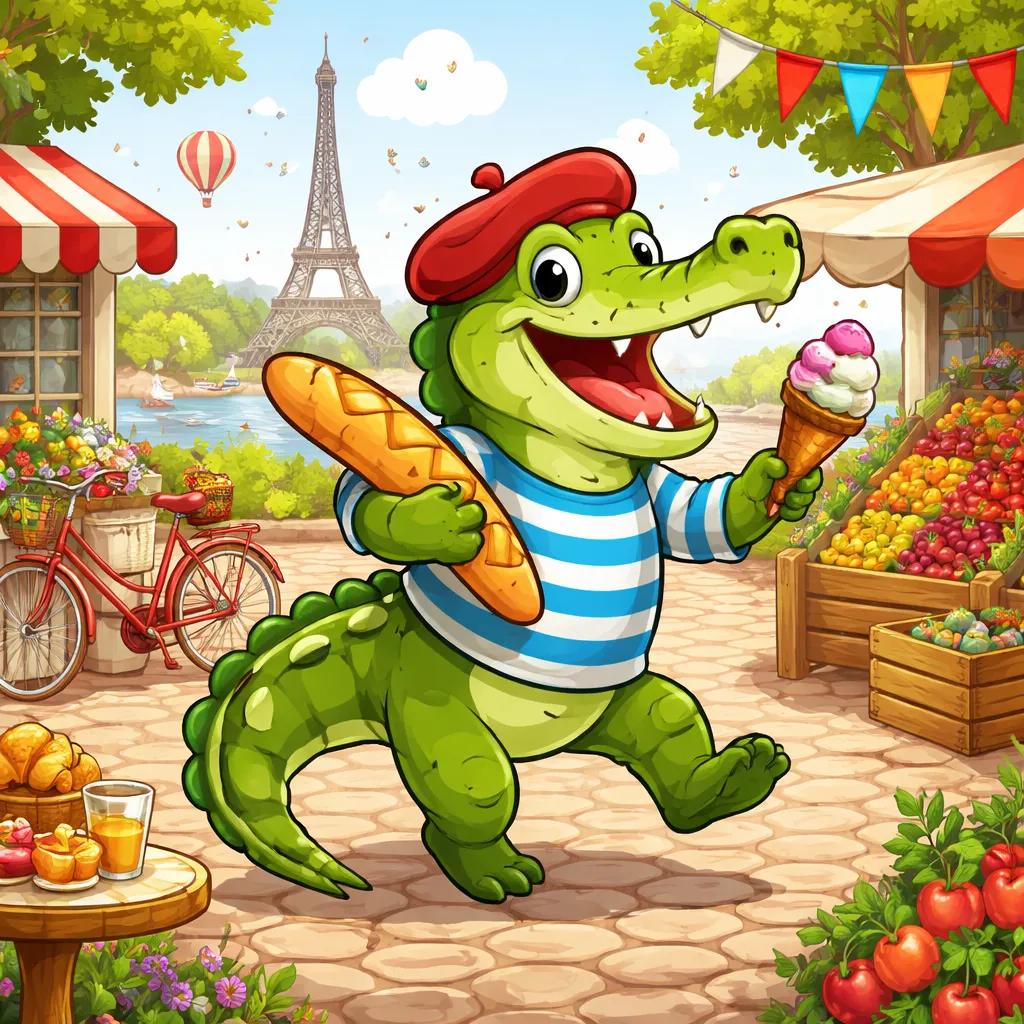 ¿Qué hace un cocodrilo gracioso en la canción francesa 'Un petit crocodile'?