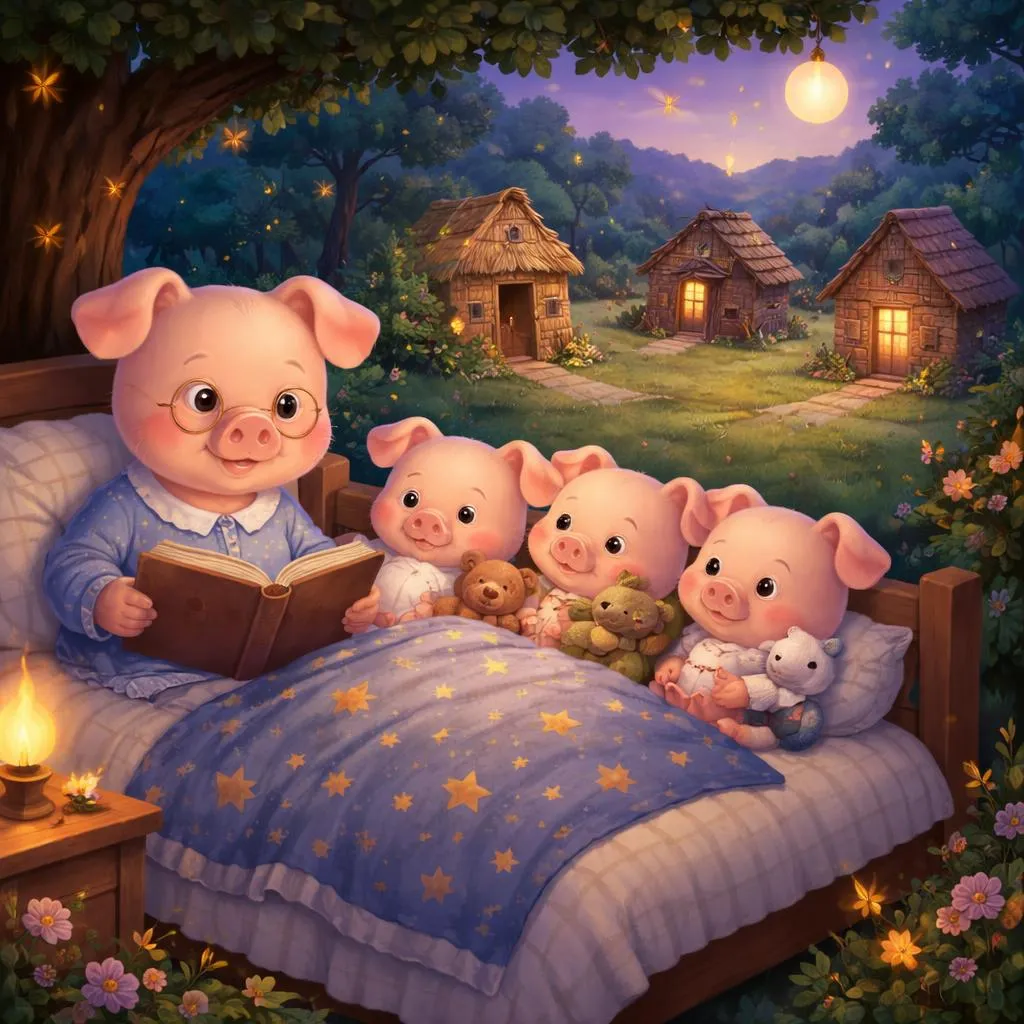 溫柔舒緩的睡前故事：三隻小豬的故事，適合年幼的孩子