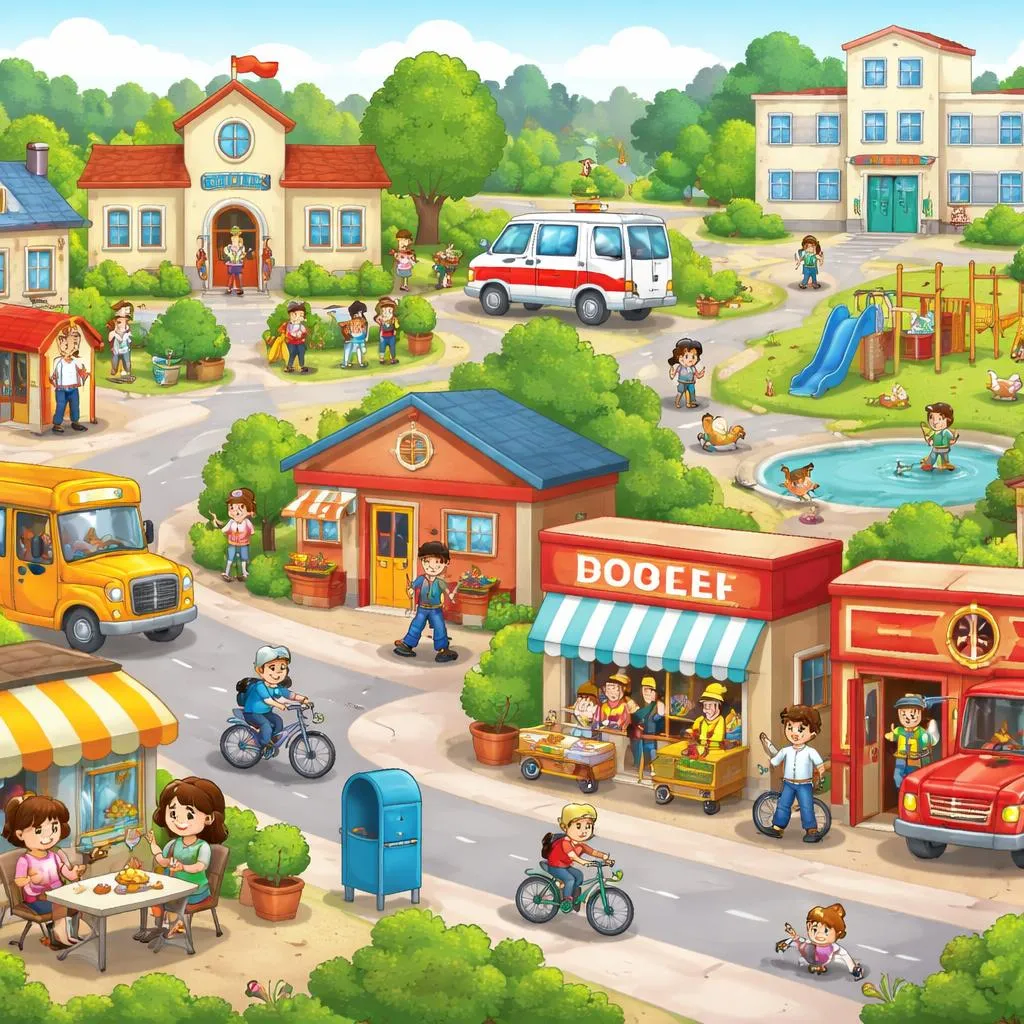 What Is in a Town? A Kid's Guide to Learning English Community Vocabulary.