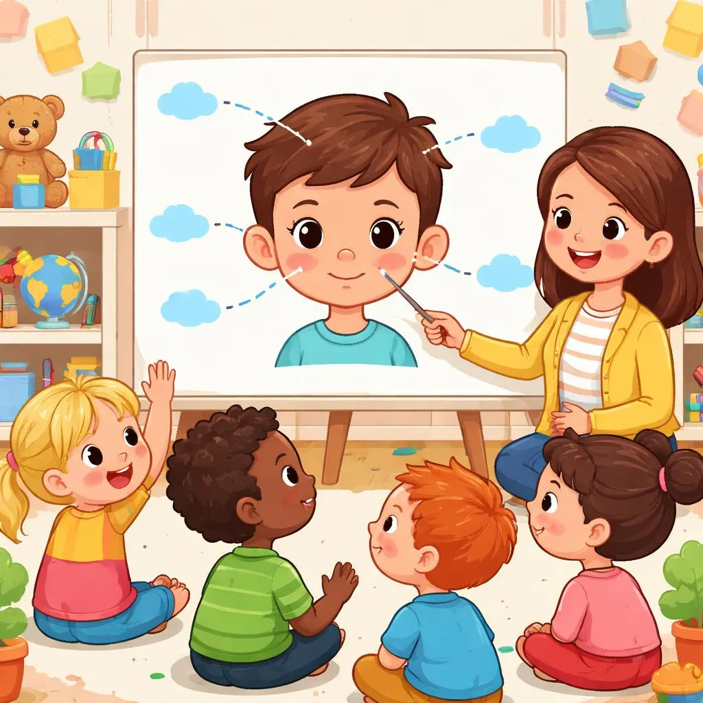 Как лучше всего учить части лица маленьких изучающих английский язык?