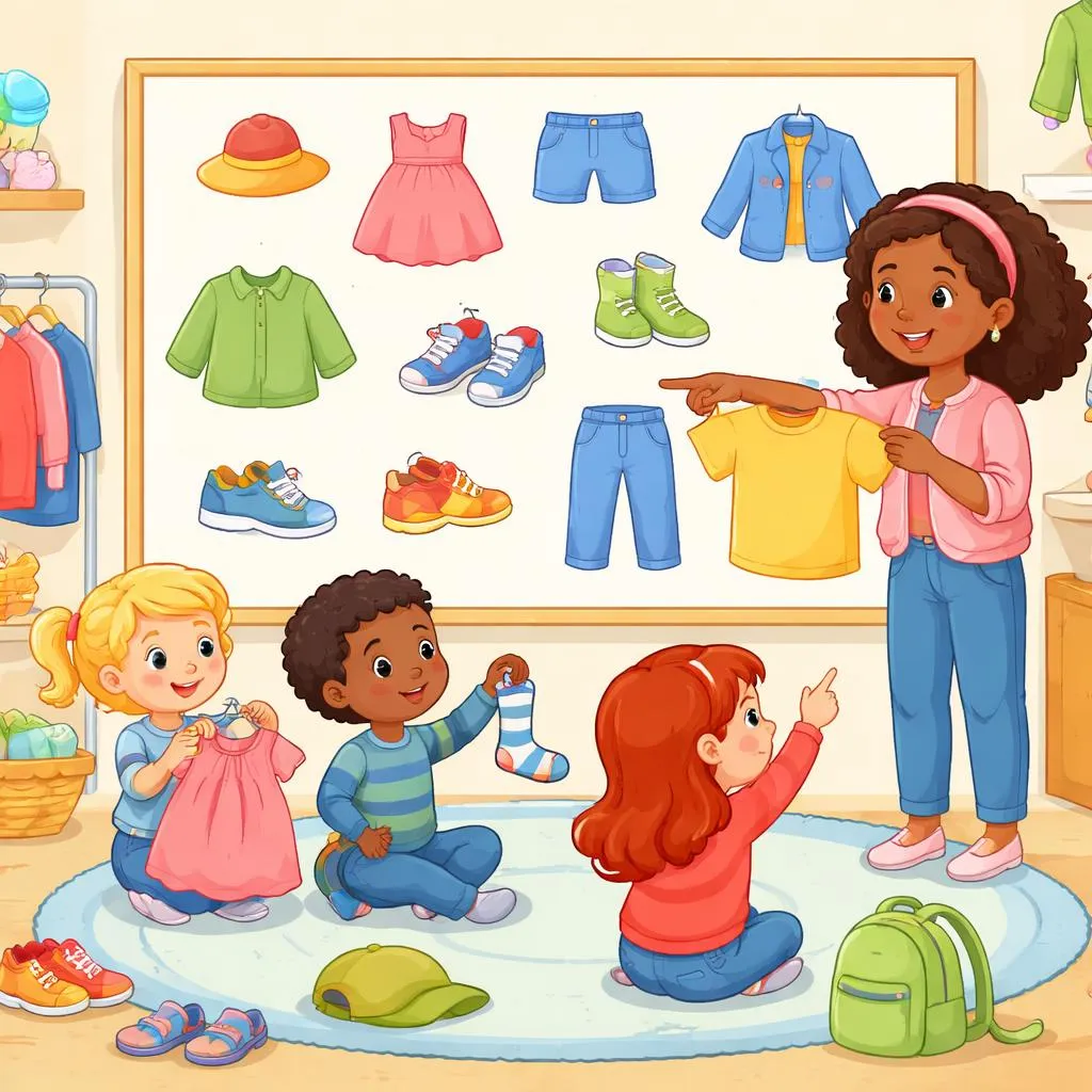 Как лучше всего учить словарный запас об одежде маленьких изучающих английский язык?