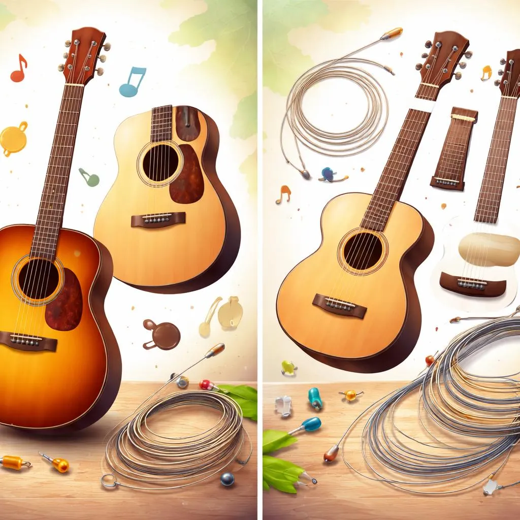 ¿Qué es el objeto musical completo y su diferencia con las partes esenciales entre la guitarra y las cuerdas?