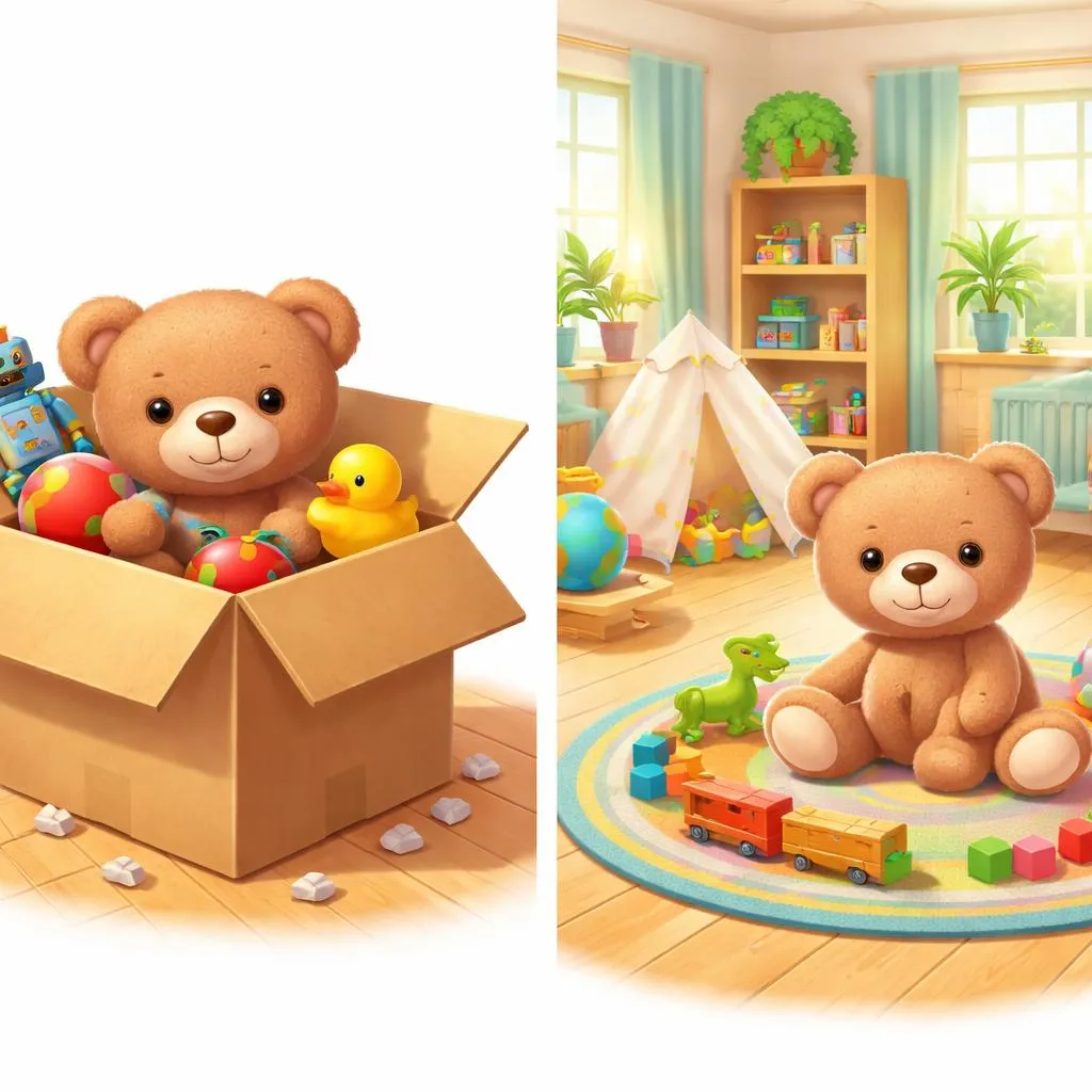 What Is the Difference Between a Toy Being “Inside” a Box or “Indoors” in the House?