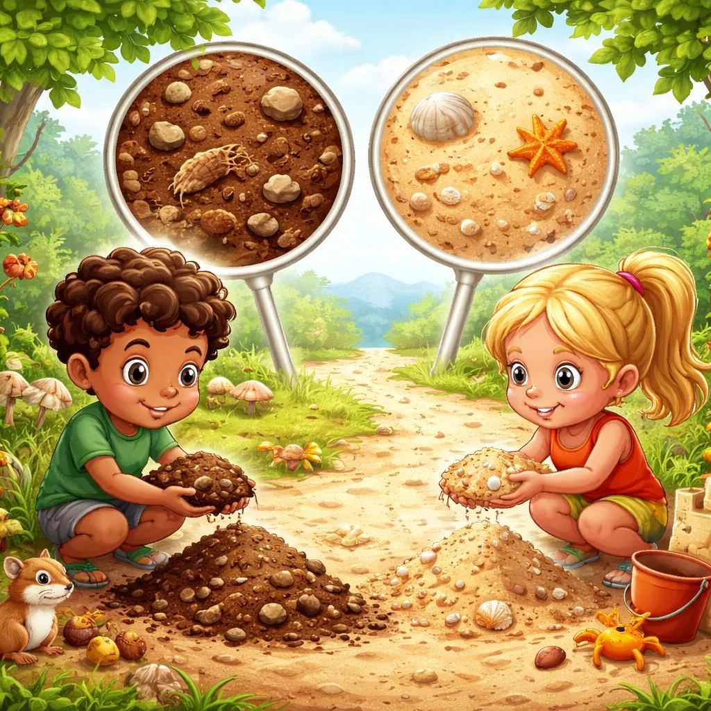Qual é a diferença terrosa e arenosa entre marrom e bege para crianças?