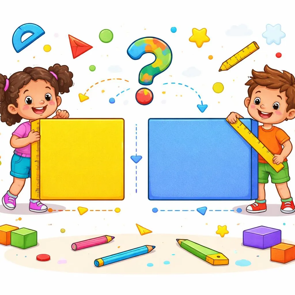 Qual é a diferença igual e alongada entre um quadrado e um retângulo para crianças?