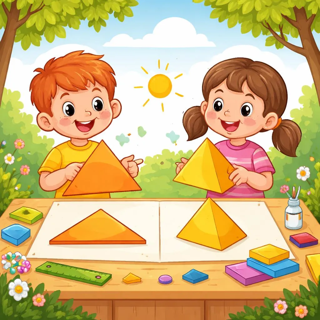 Qual é a diferença entre um triângulo e uma pirâmide para crianças?