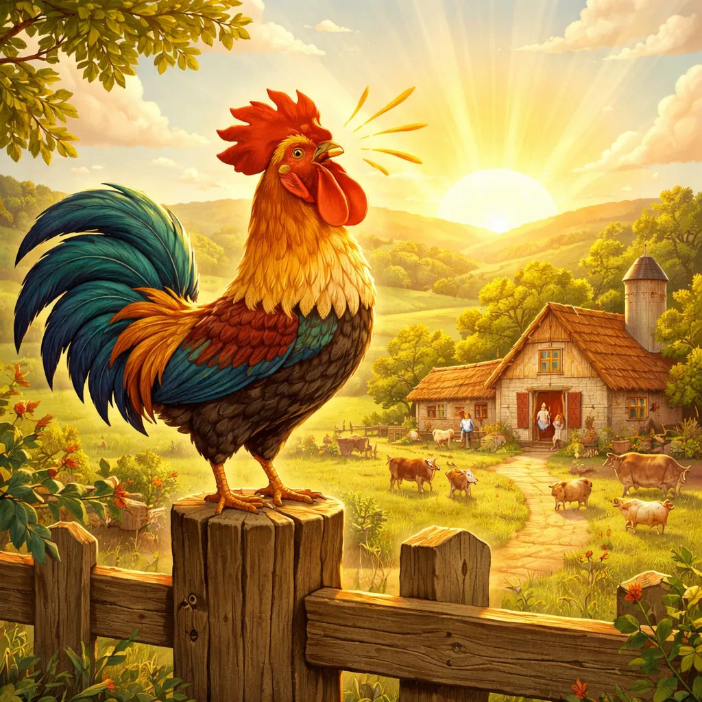 Qual é o trabalho matinal do galinho na canção alemã ‘Der kleine Hahn’?