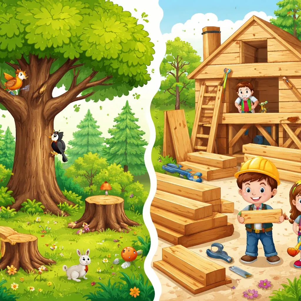 What Is the Living Tree and Building Material Difference Between Wood and Timber for Kids?