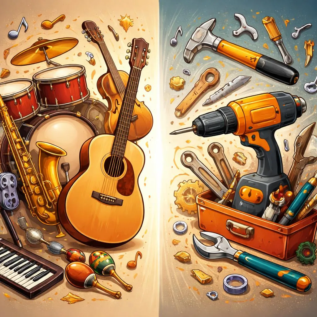 What Is the Musical and Practical Purpose Difference Between Instrument and Tool?
