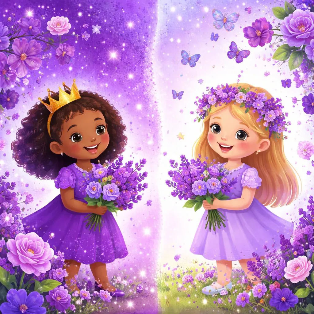 Qual é a diferença real e florida entre roxo e violeta para crianças?