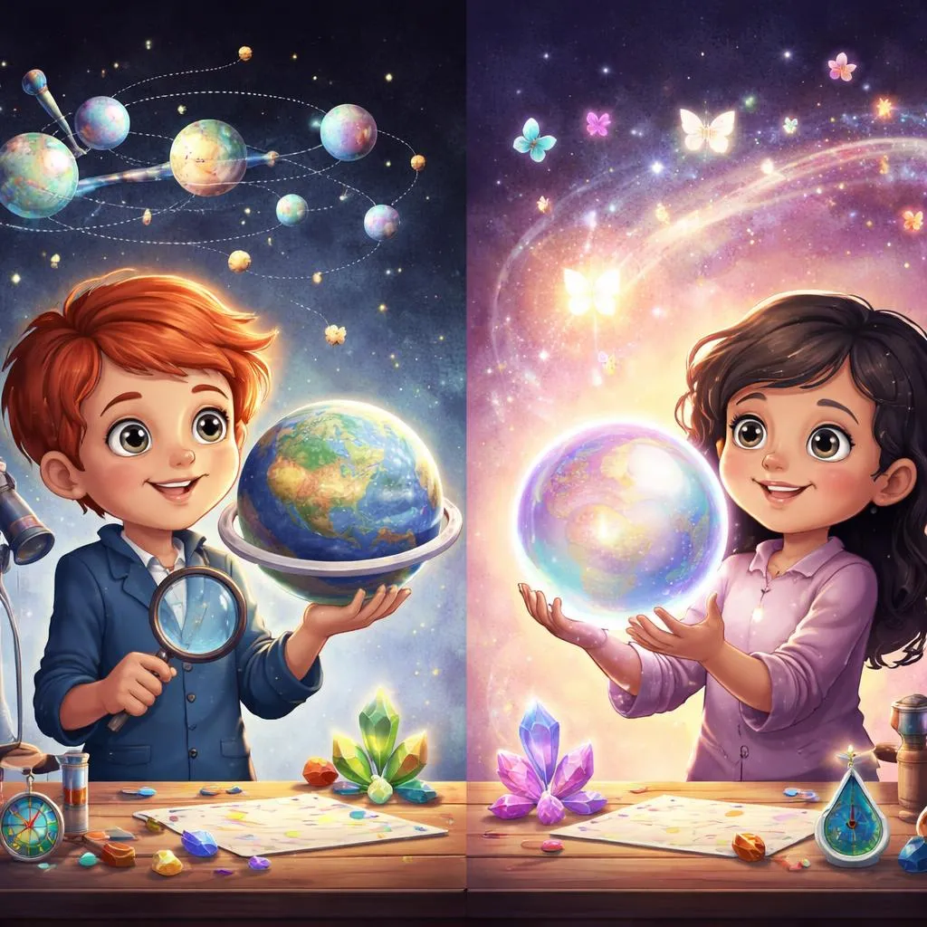 对于孩子们来说,行星和球体的科学与诗意区别是什么?