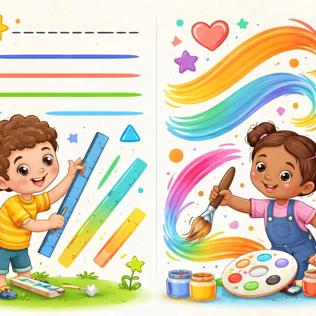 Qual é a Diferença Direta e Artística Entre uma Linha e um Traço para Crianças?