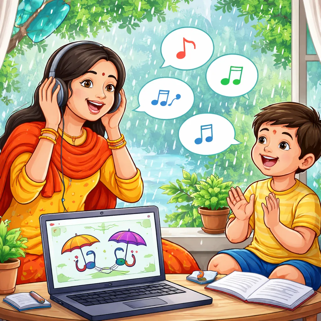 Was macht ein bengalisches Lied wie „The Rain Falls Pitter-Patter (টিপ টিপ বৃষ্টি পড়ে)“ so perfekt für das Erlernen englischer Laute und Rhythmen?