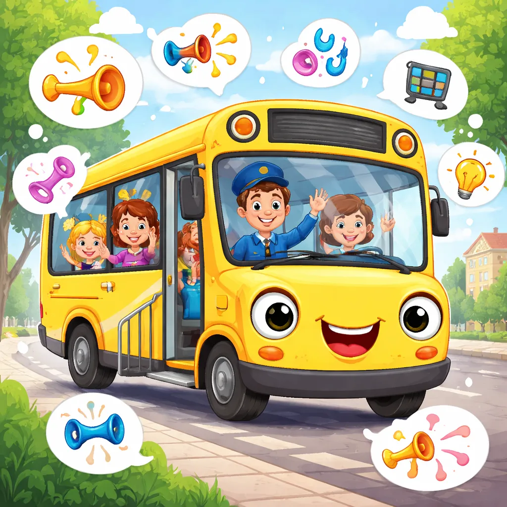 ما هي الأصوات التي يصدرها الحافلة في الأغنية الروسية: عجلات الحافلة (Колеса автобуса)؟