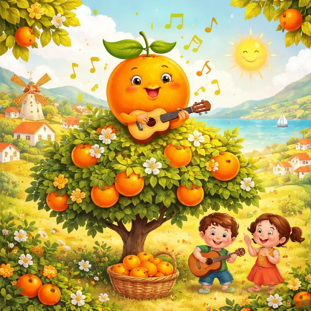 Welche Geschichte erzählt die kleine Orange in dem portugiesischen Lied 'A Laranja'?