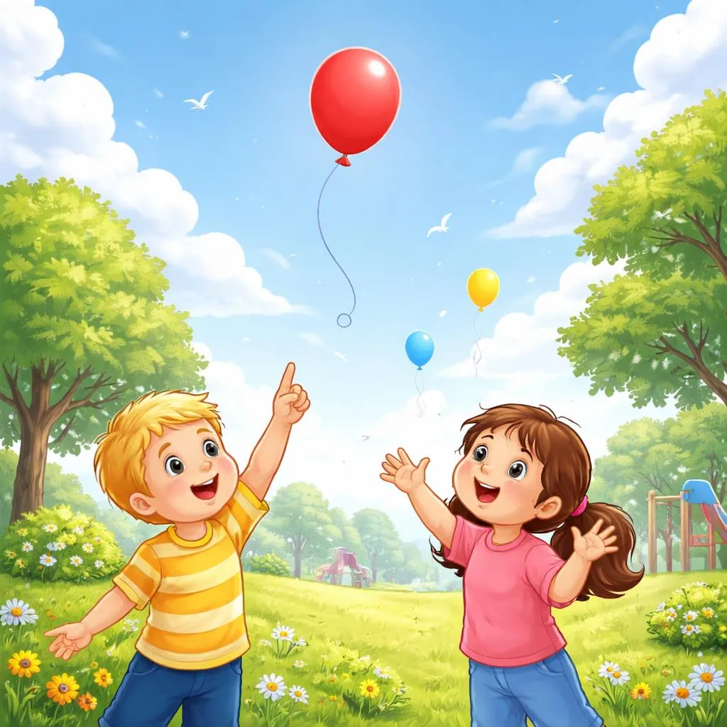 যখন একটি বেলুন উপরে ওড়ে, তখন একটি শিশুকে তার গতি বর্ণনা করতে 'এটা উড়ছে' নাকি 'এটা বাতাসে' বলা উচিত?
