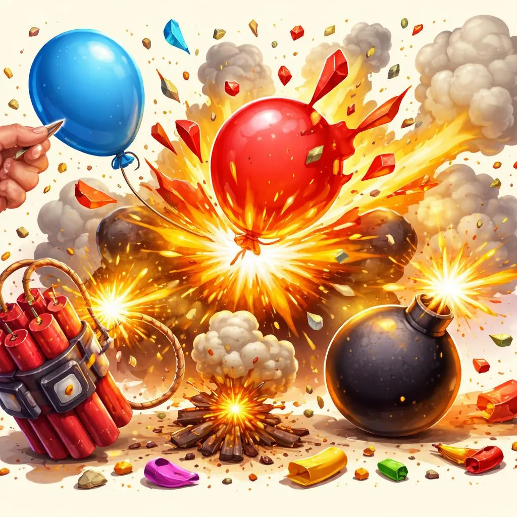 Wann platzt ein Ballon, was ist eine Explosion, ist Dynamit explosiv oder ist es explodiert?