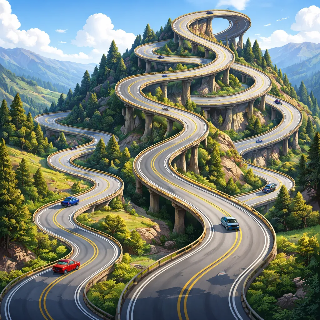 ¿Cuándo un camino se vuelve "curvo y doblado" en lugar de simplemente torcido o chueco?