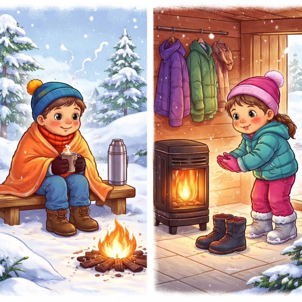 When Should Kids Use Being Heating To Instead Of Being Warming To During Winter Activities?