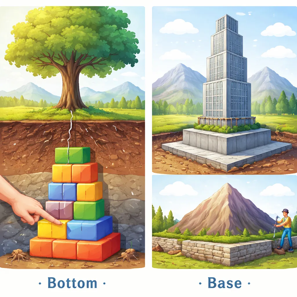 ¿Cuándo deberías describir algo como “fondo” y “base” en lugar de la parte más baja?