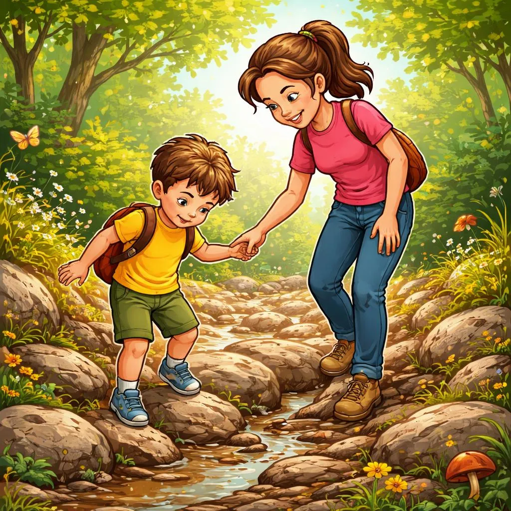 ¿Cuando caminas por terreno irregular, deberías decir “Cuidado con el paso” o “Cuidado con los pies” a un niño?