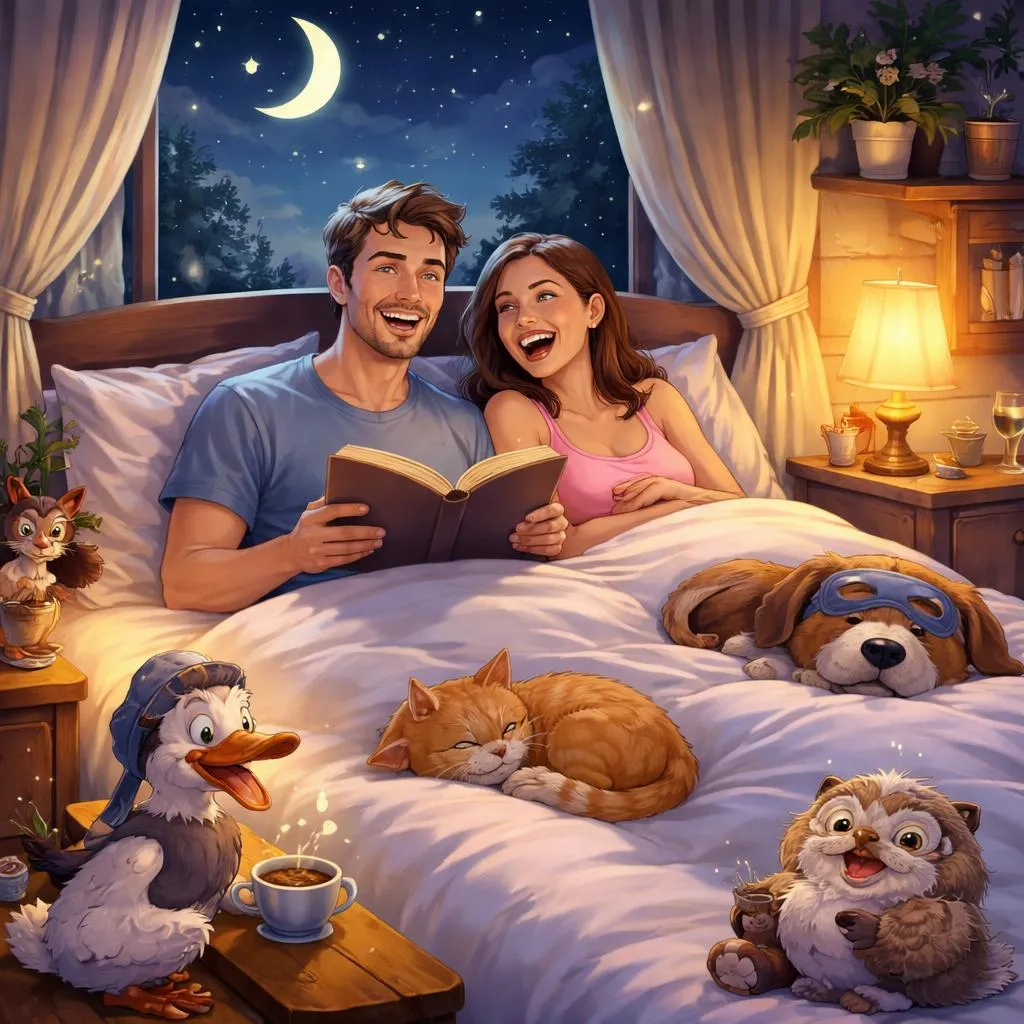 أين نجد الفكاهة اللطيفة في قصص ما قبل النوم المضحكة للبالغين للاسترخاء العميق؟