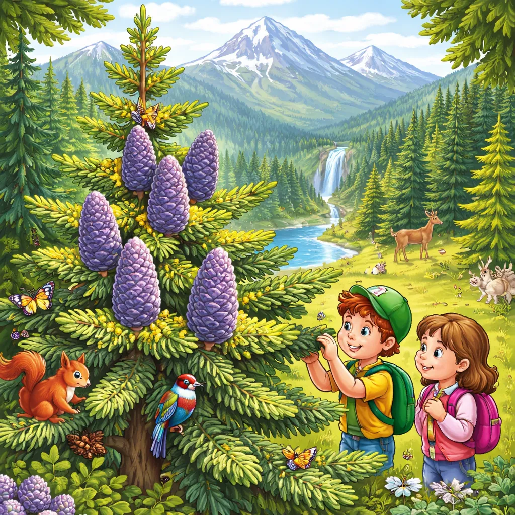 Di Mana Pohon Fir Menumbuhkan Jarum Datar dan Kerucut Tegaknya di Hutan Pegunungan untuk Anak-Anak?