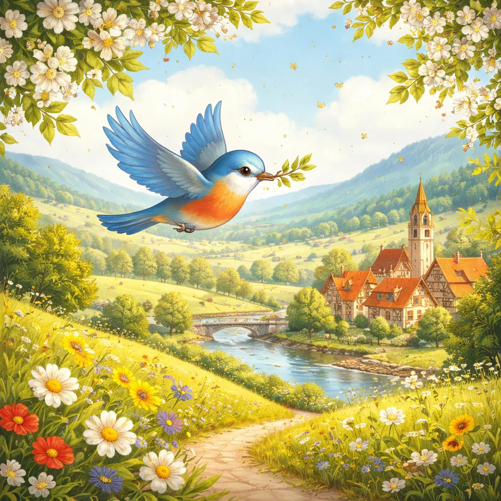 Wohin fliegt der kleine Vogel im deutschen Lied 'Das Vögelein'?