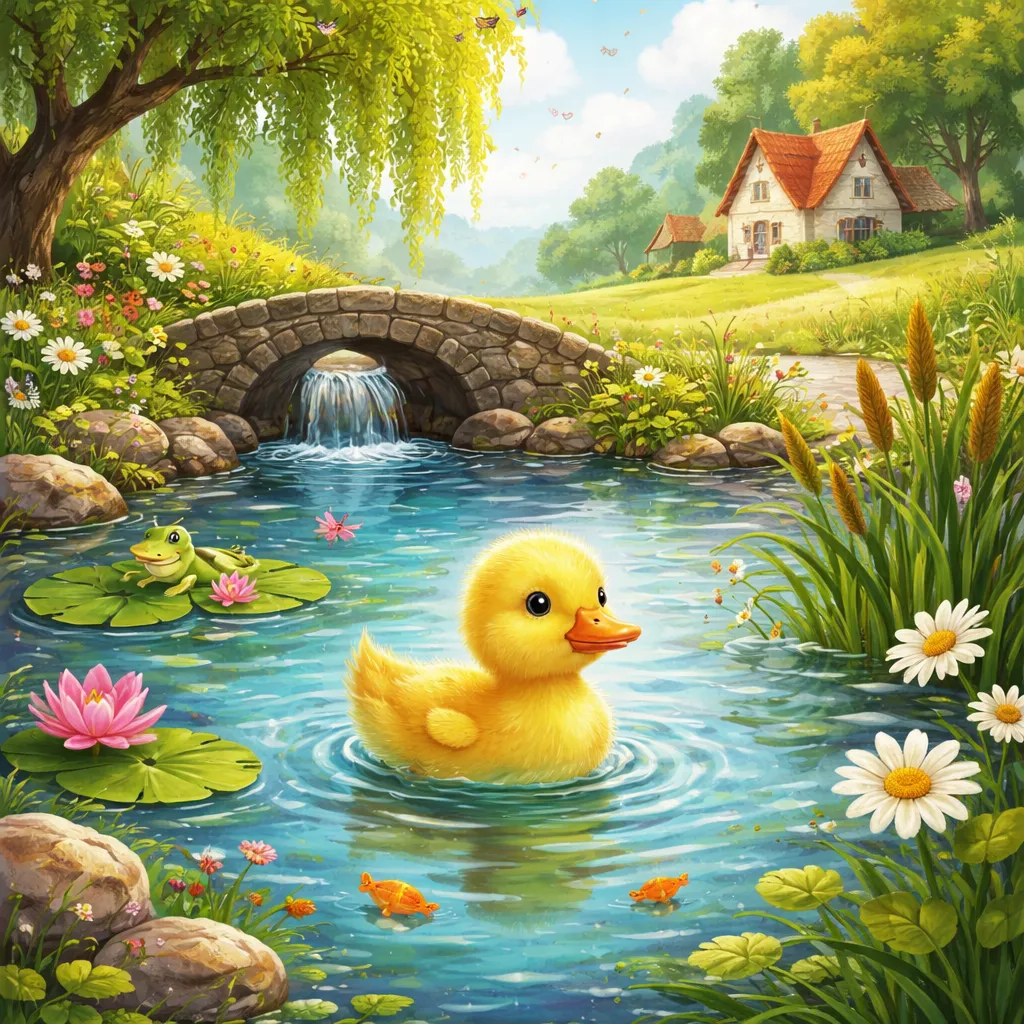 Wo schwimmt die kleine Ente in dem portugiesischen Lied 'O Patinho'?