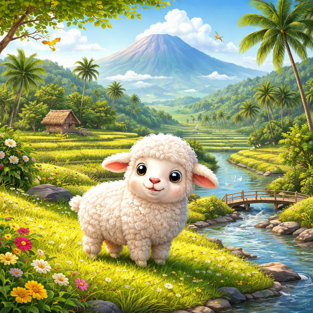 أين يعيش الخروف الصغير (دومبا كتشيل) في الأغنية الإندونيسية؟