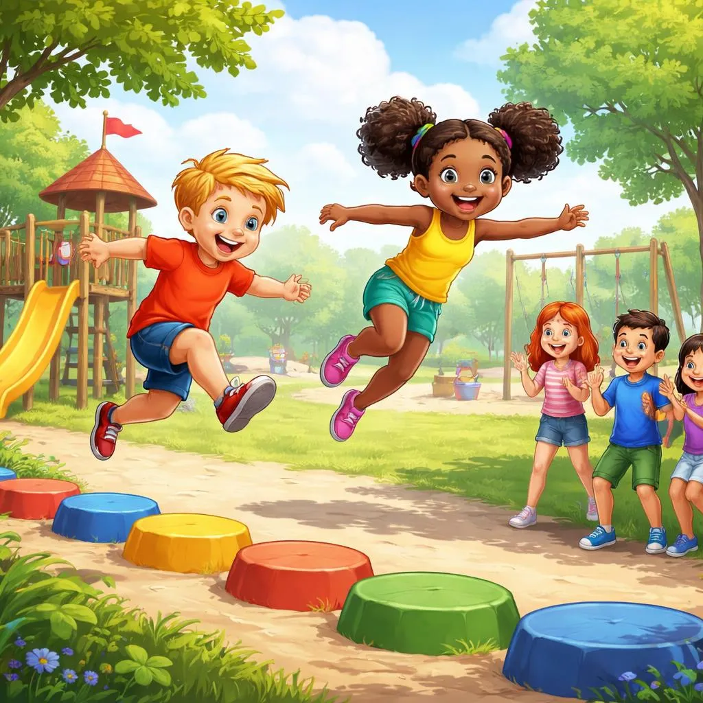 Which Action Should Kids Pick Between Jumping To And Leaping To During Fun Playground Games With Friends?