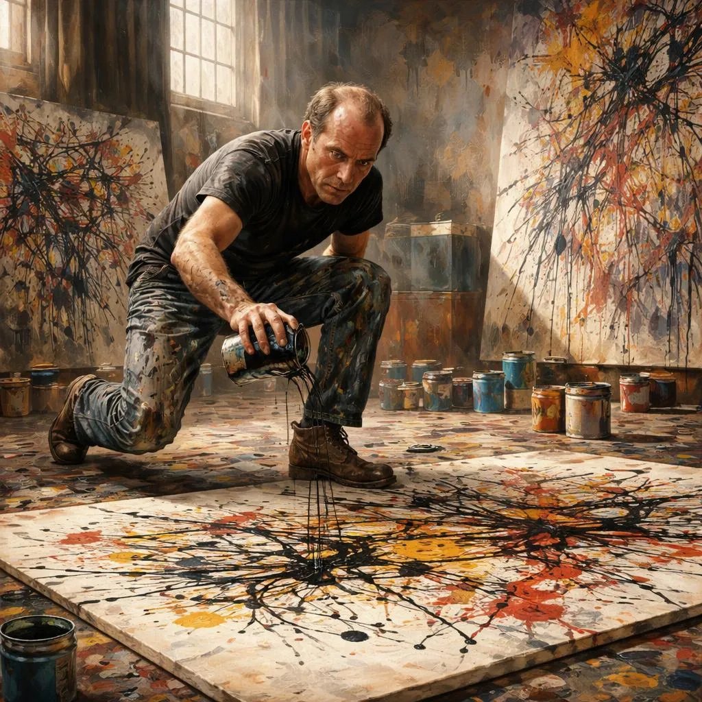 Which Artist Dripped Paint on Canvases Lying on the Floor? Celebrity Story: Jackson Pollock