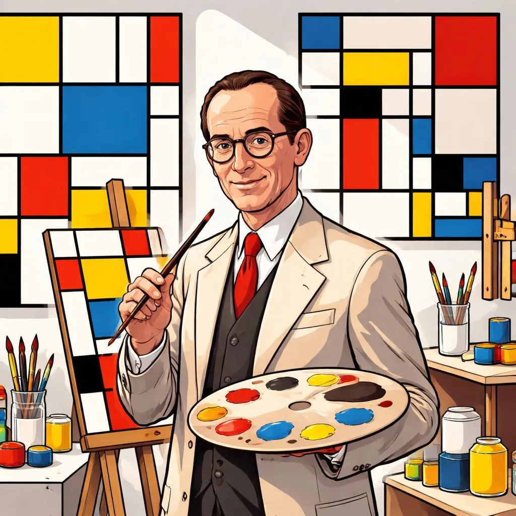 Which Dutch Artist Painted Only Black Lines and Primary Colors in Squares? Celebrity Story: Piet Mondrian