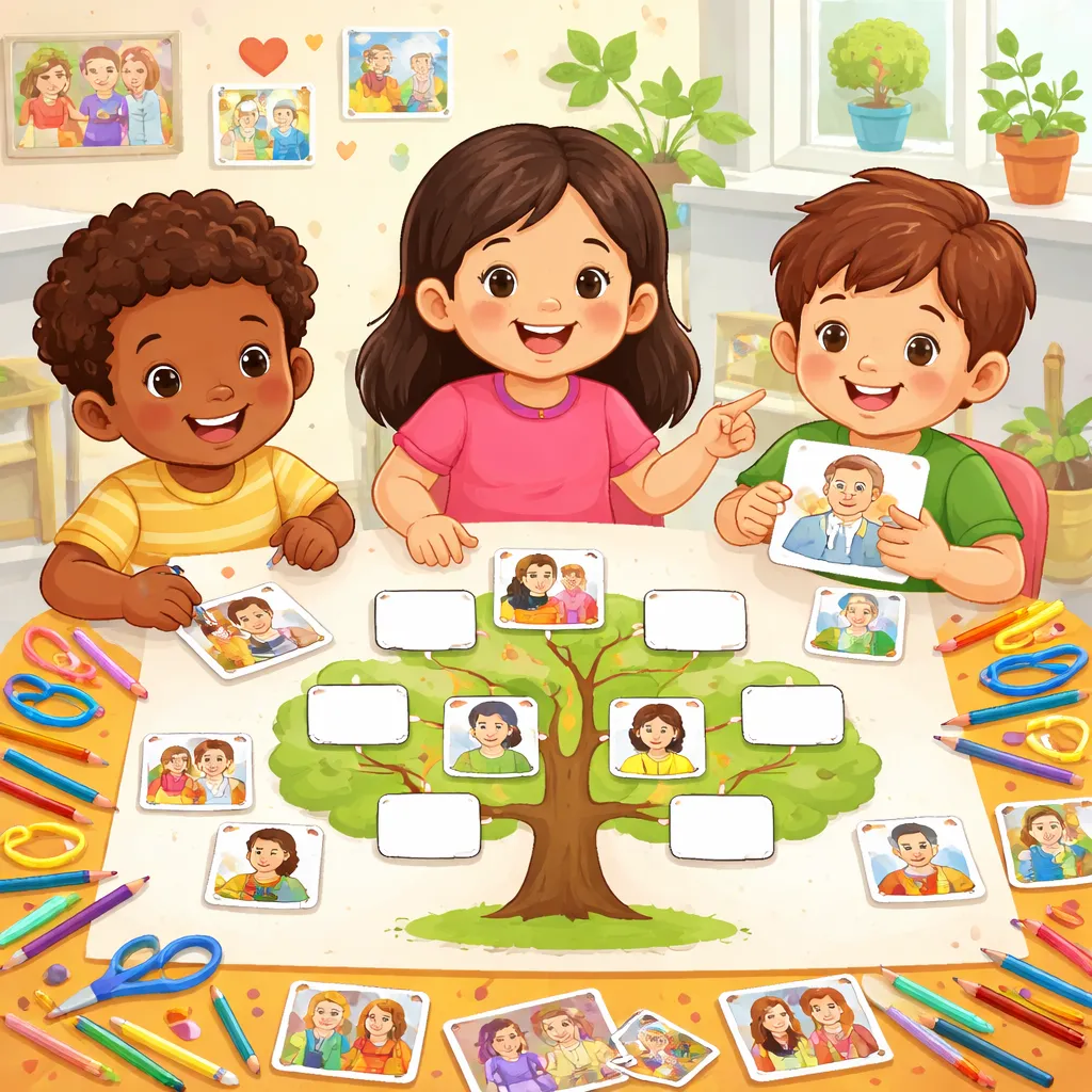 ¿Qué hoja de trabajo de árbol genealógico para estudiantes de ESL ayuda a los niños a aprender palabras de la familia y a compartir su historia?