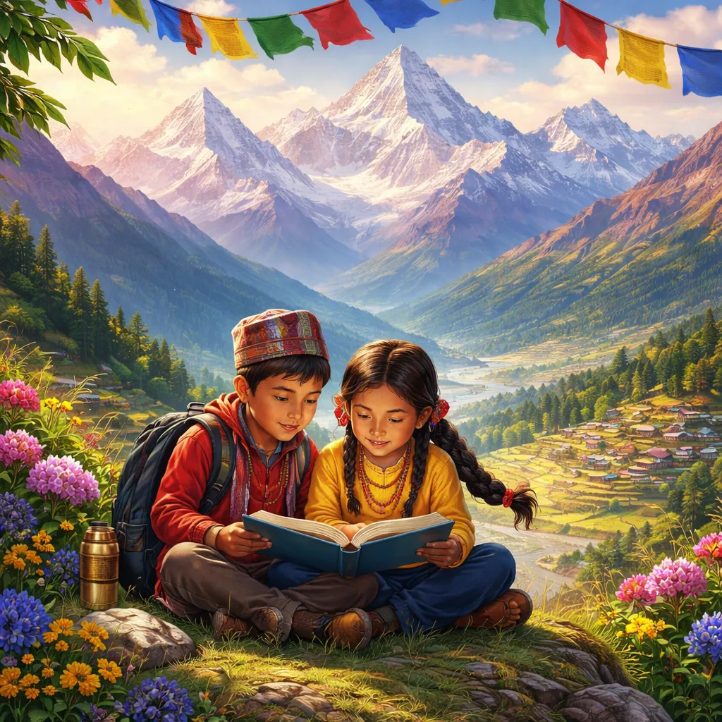 Which Majestic Mountains Does Language Learning Reading: Nepal Place Before Young Eyes?