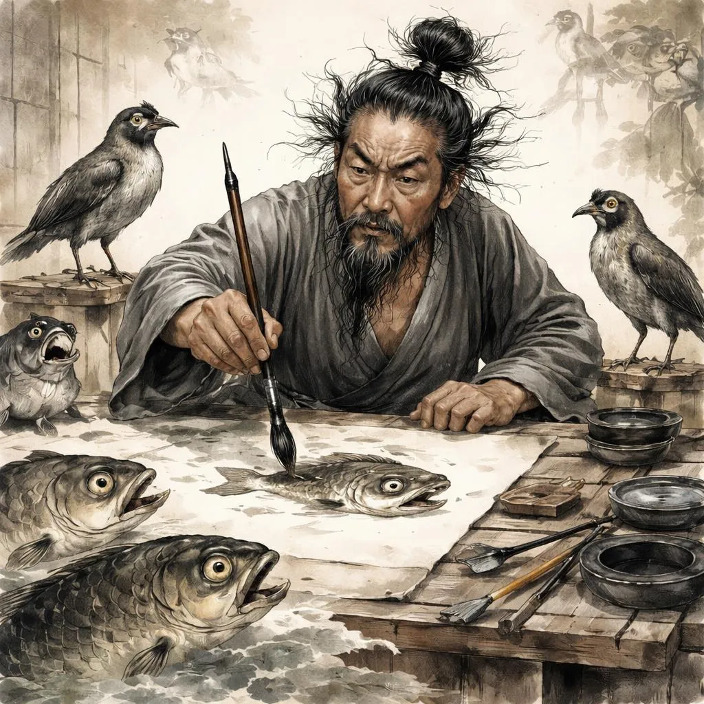 为什么一个疯狂的和尚画了愤怒眼睛的鱼和奇怪脚的鸟?名人故事:八大山人
