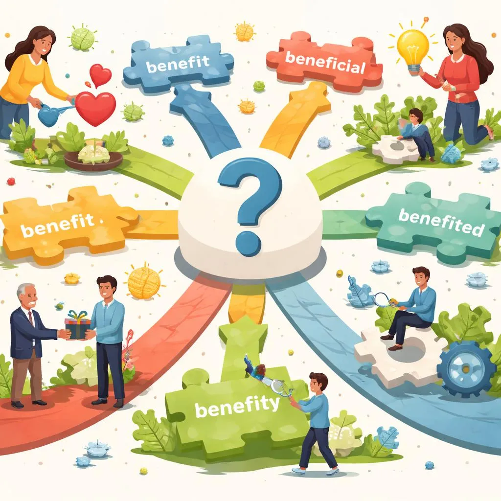 Why Do benefit, beneficial, beneficiary, benefited Change Meaning Across Different English Word Forms Today?